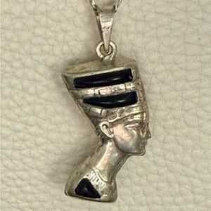 Sterling Silver Egyptian Pharaoh “Nefertiti” Pendant Necklace